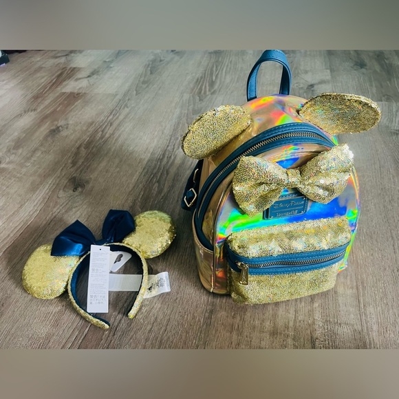 Loungefly Disney Parks 50th Anniversary Gold mini backpack & Mickey Ears main image 4